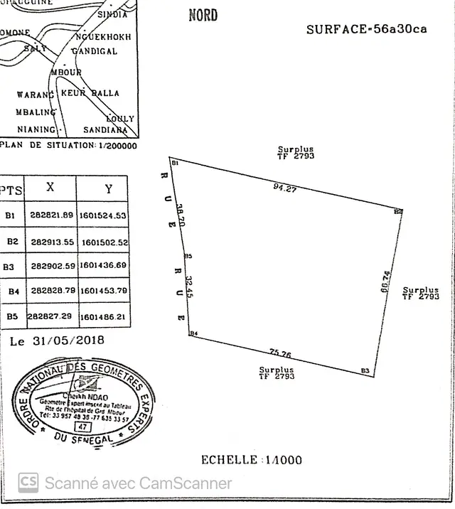 Terrain à Sinthiane — référence T2824