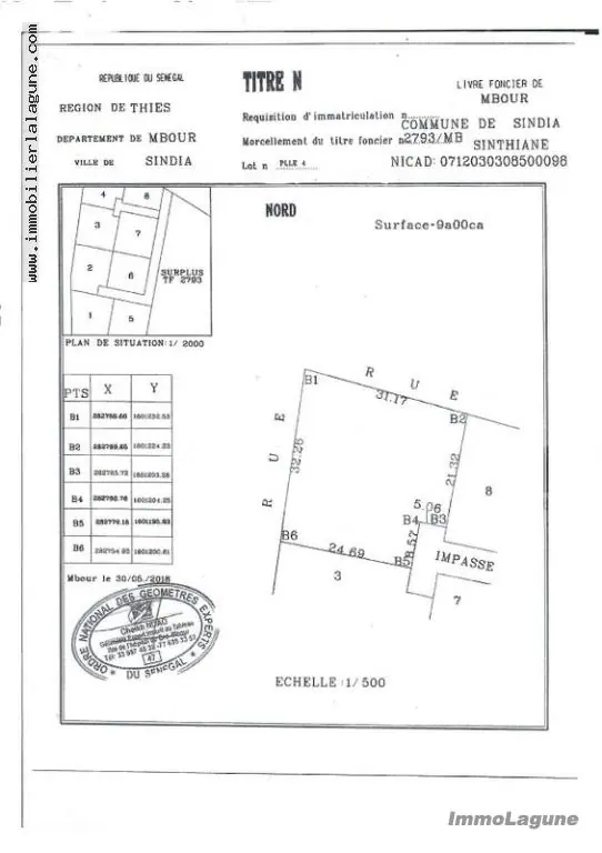 Terrain à Sinthiane — référence T2853