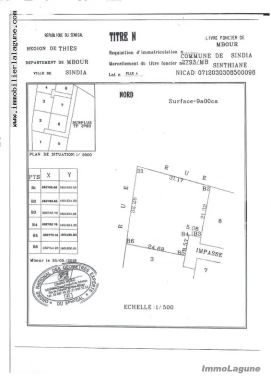 Terrain à Sinthiane — référence T2853